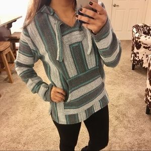 Beach boho poncho Mexican drug rug
